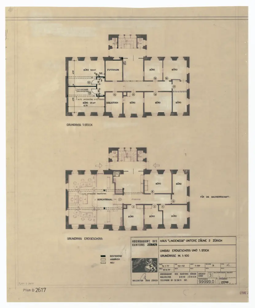 Haus Lindenegg, Untere Zäune 2: Umbau des Erdgeschosses und des 1. Stocks; Grundrisse