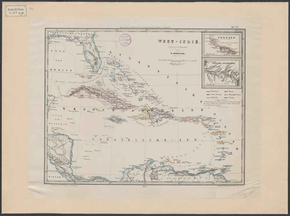 West-Indië / ontworpen en geteekend door J. Kuijper ; steendr[uk] v[an] B.B. Blydenstein, Enschede