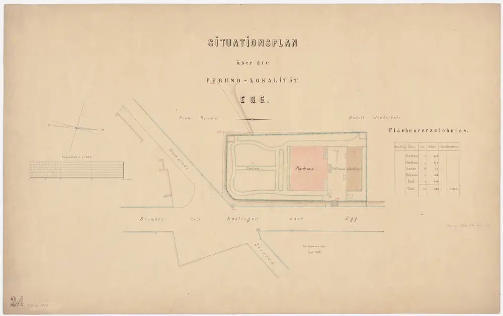 Egg: Pfrundlokalität mit Pfarrhaus und Umgebung; Grundriss