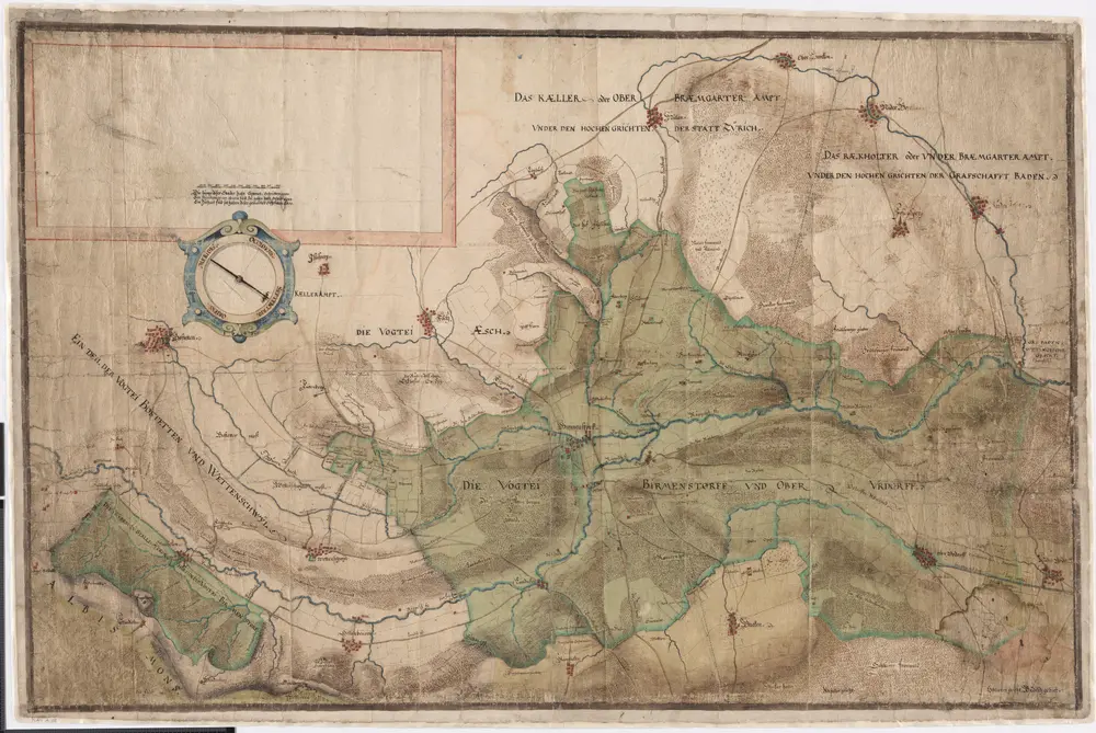 Grenzplan der Obervogtei Birmensdorf und Oberurdorf