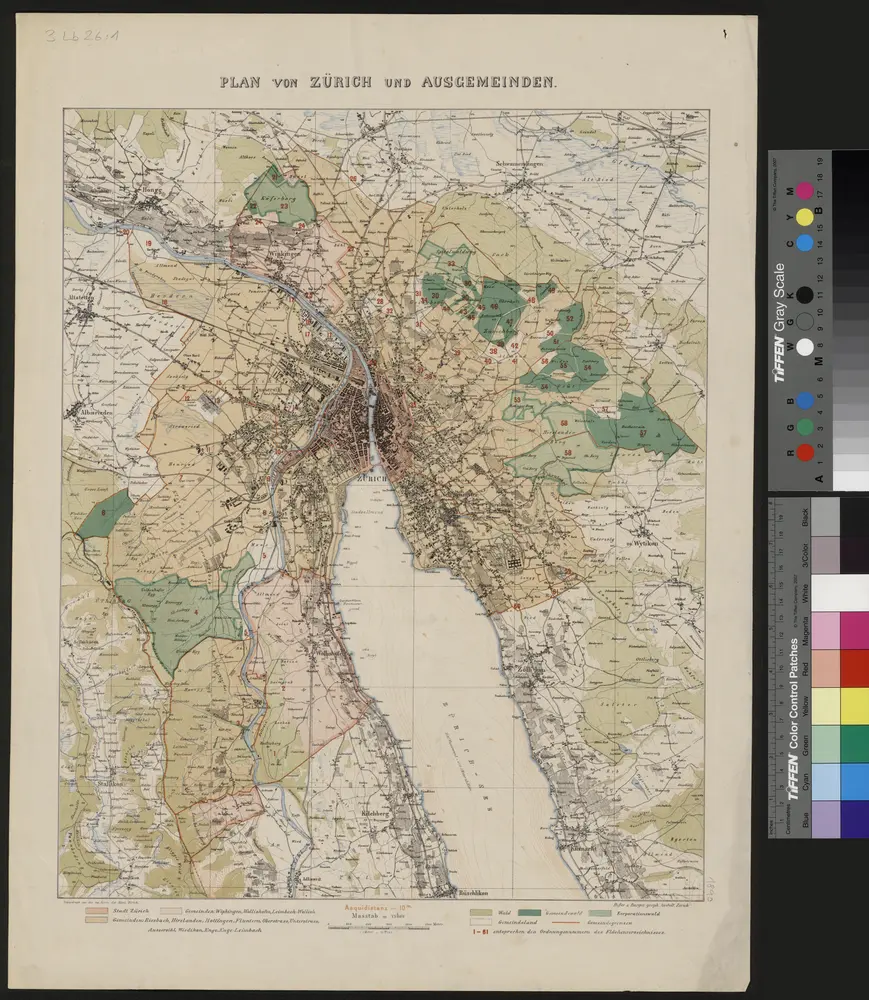 Plan von Zürich und Ausgemeinden