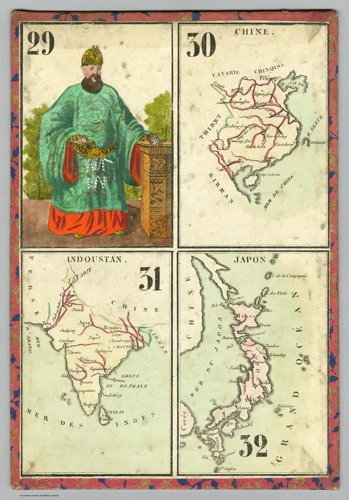 29-32: Playing card- maps. Chine. Indoustan. Japon