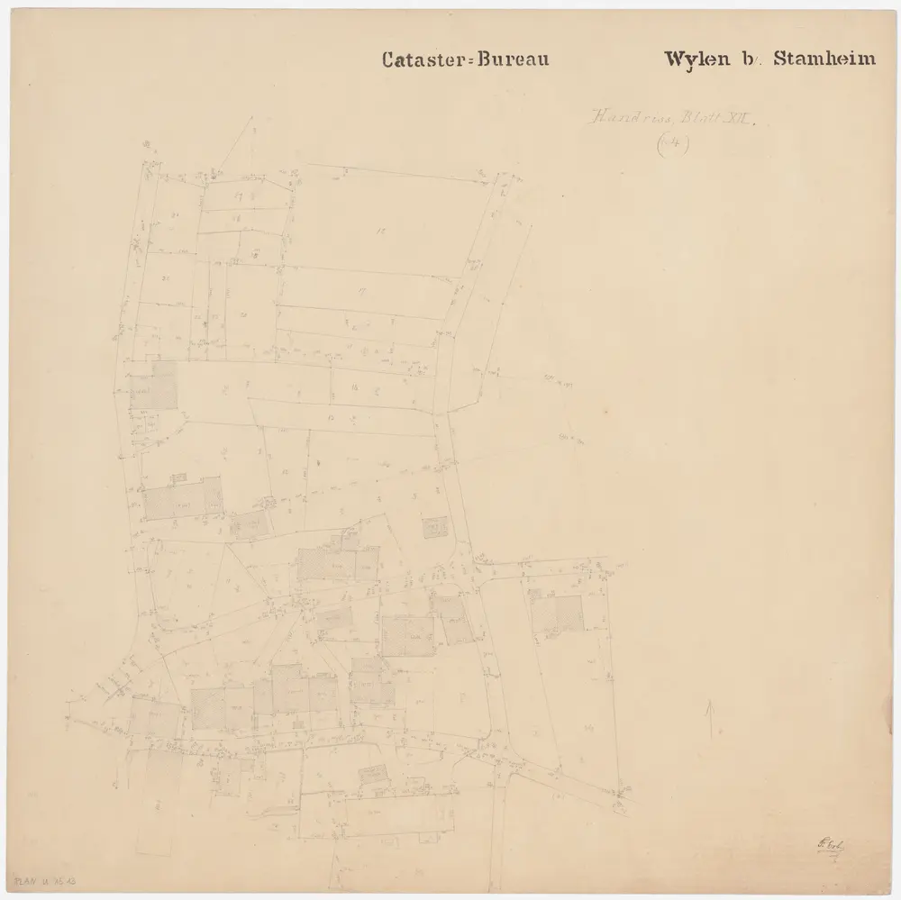 Oberstammheim: Wilen; Kataster-Handrisspläne: Blatt XII: Gegend bei Uerschhauserstrasse, Stammheimerstrasse und Im Einfang; Situationsplan
