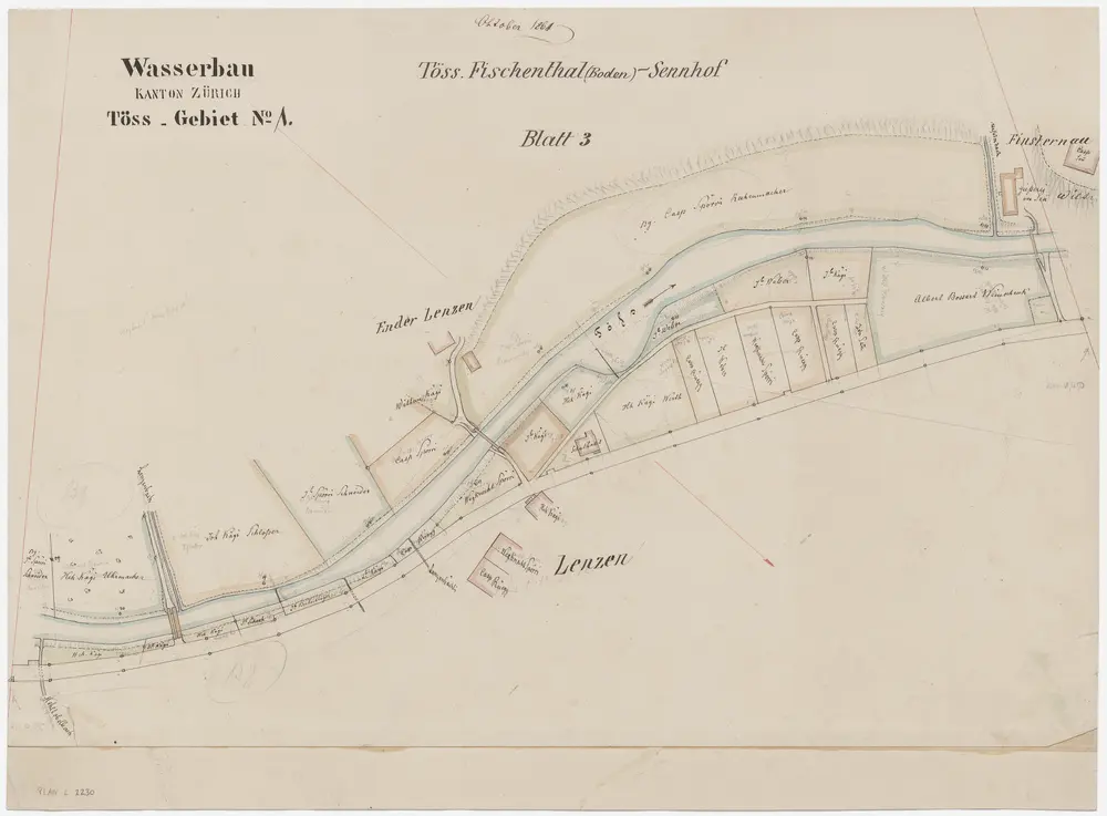 Fischenthal: Töss von oberhalb bis unterhalb Lenzen; Situationsplan (Töss-Gebiet Nr. 1, Blatt 3)