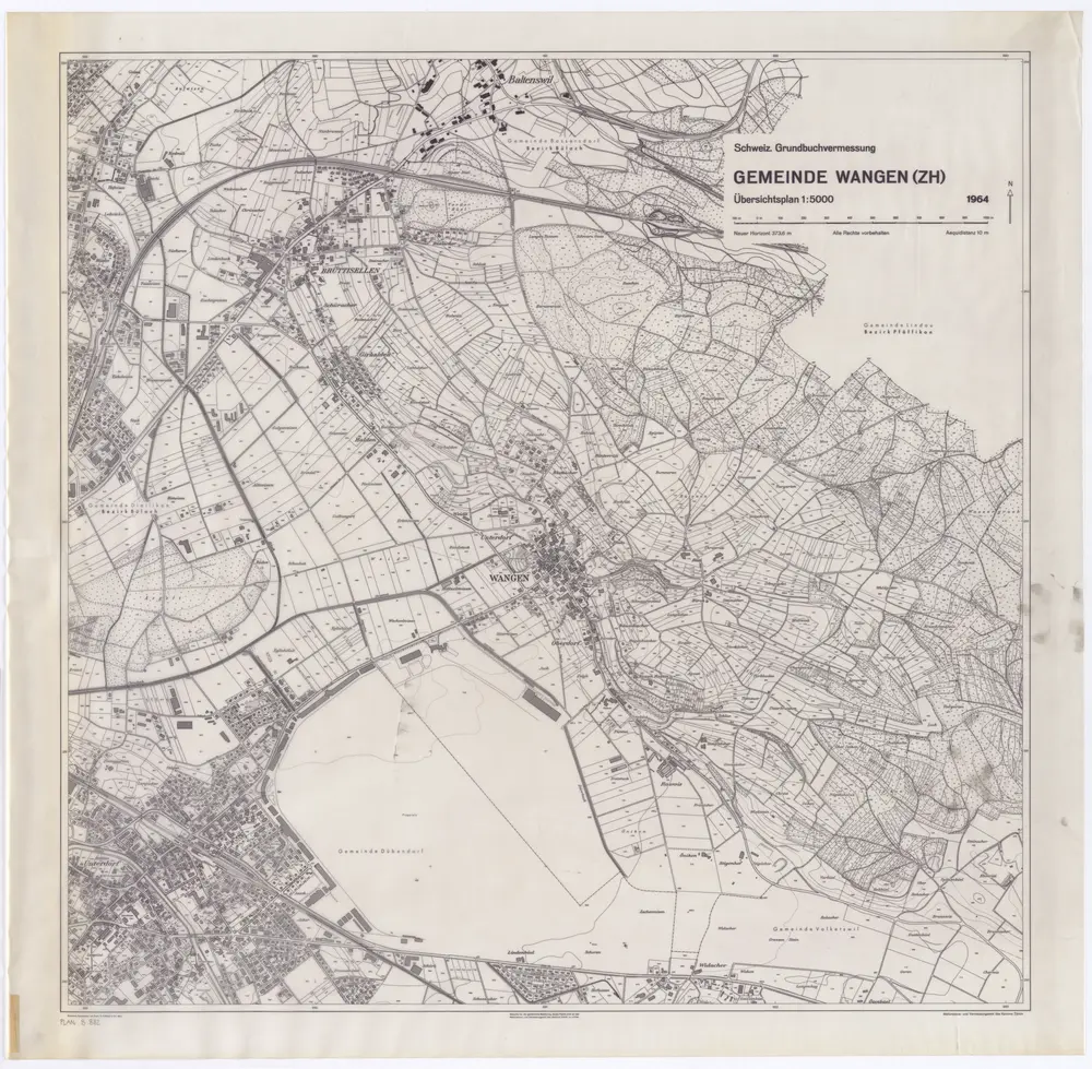 Wangen-Brüttisellen (damals Wangen): Gemeinde; Übersichtsplan (Schweizerische Grundbuchvermessung)
