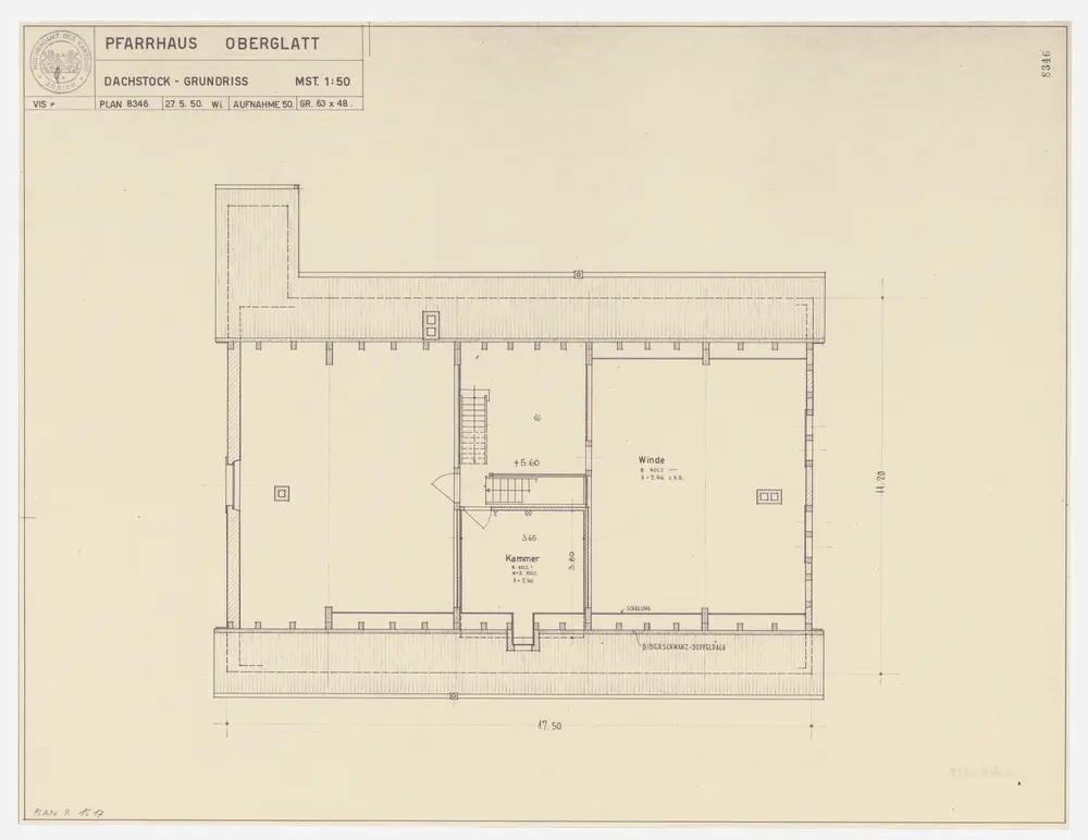 Oberglatt: Pfarrhaus, Dachgeschoss; Grundriss