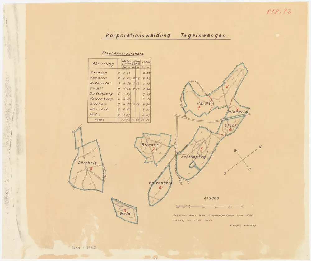 Lindau: Genossenschaftswaldung Tagelswangen: Herdlen (Härdlen), Schlimperg, Eichli, Widmertal (Widmerthal), Birch (Birchen), Holziberg (Holzenberg), Dürrholz (auch Türholz), Wald; Grundrisse