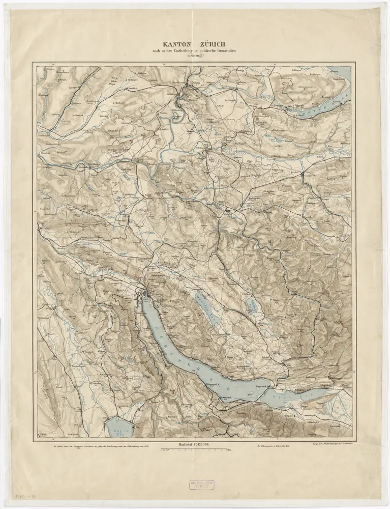 Der Kanton Zürich nach seiner Einteilung in politische Gemeinden im Jahr 1897