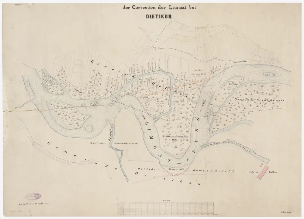 Dietikon, Geroldswil, Oetwil an der Limmat: Oberhalb bis unterhalb der Einmündung der Reppisch, Limmatkorrektion; Grundriss