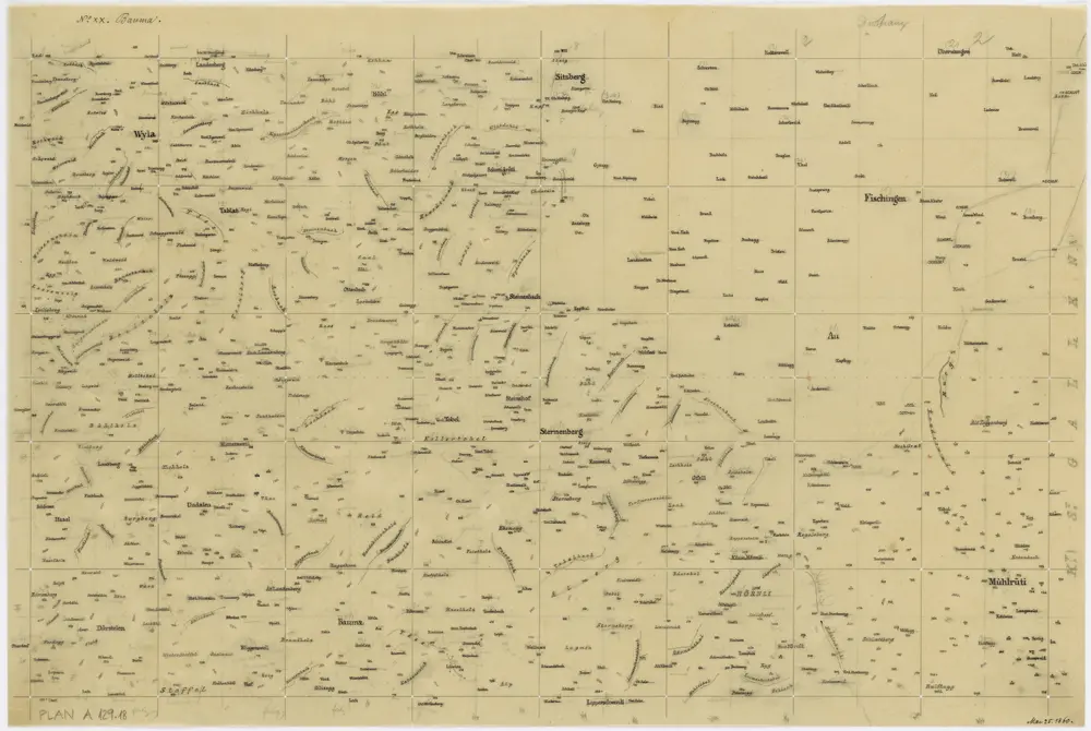 Vorlagen für die Topographische Karte des Kantons Zürich (Wild-Karte): Schrift-Pausen: Blatt XX: Bauma