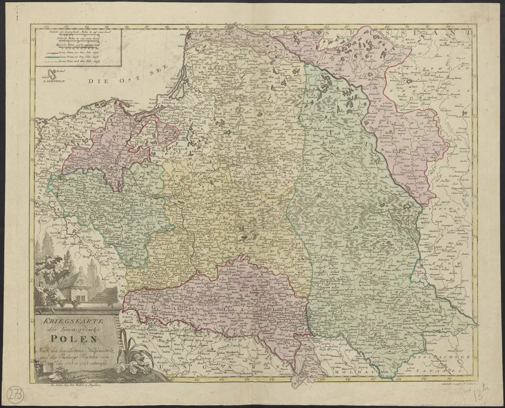 Kriegskarte des Koenigreichs Polen, nach den bewährtesten Hülfmitteln und den Theilungs-Tractaten vom Jahre 1773 und 1793 entworfen