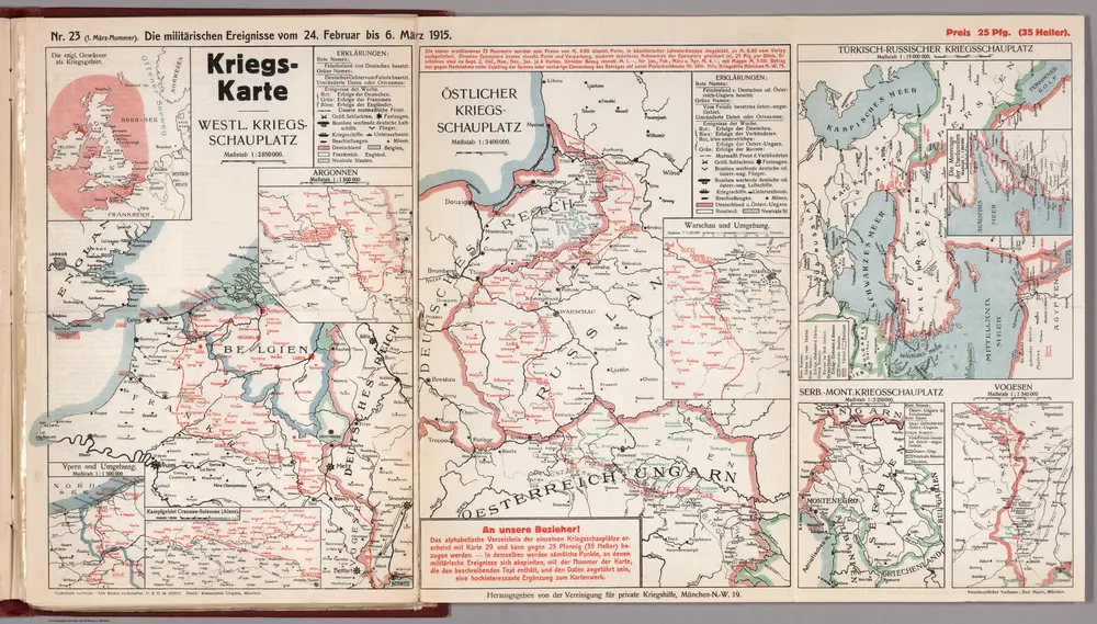 World War I Map (German), Nr. 23. Military Events ... to Maerz 6, 1915.