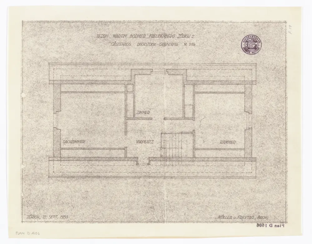 Freudenberg, Gästehaus von Martin Bodmer: Dachgeschoss; Grundriss