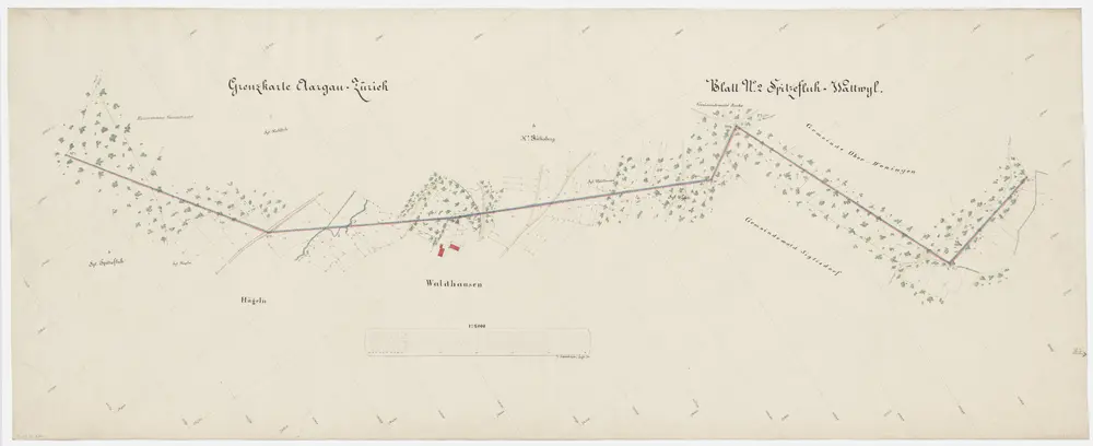 Grenze zwischen den Kantonen Zürich und Aargau von der Spitzefluh bis Wattwil; Grundriss (Blatt 2)