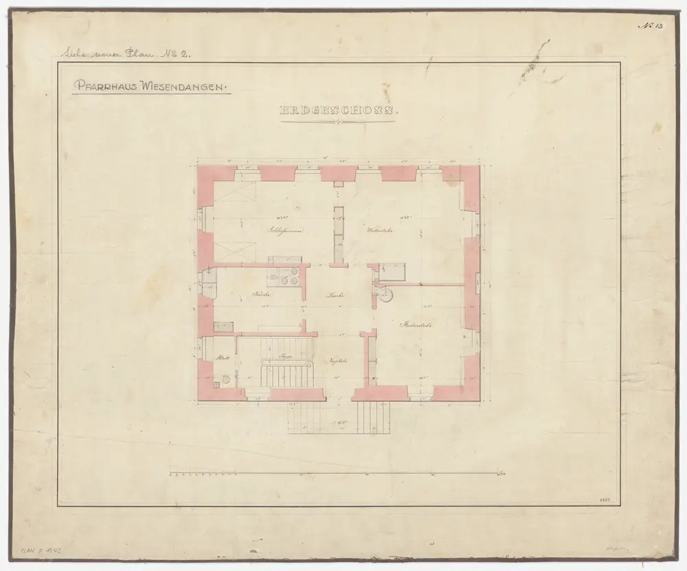 Wiesendangen: Neues Pfarrhaus, Erdgeschoss; Grundriss (Nr. 13)