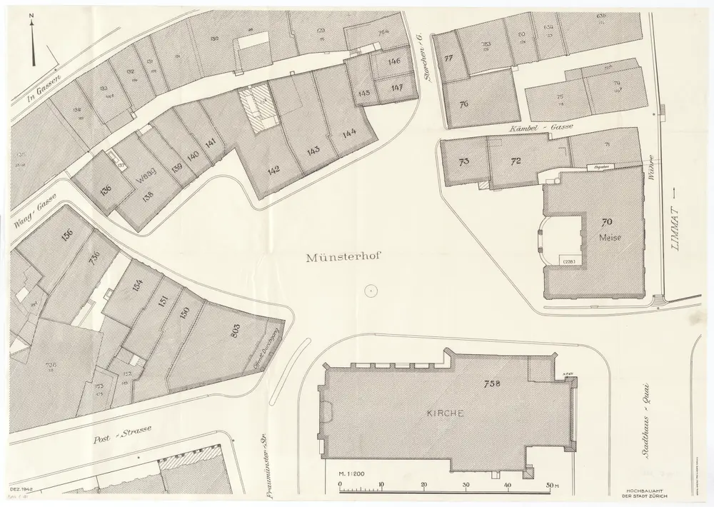 Zürich: Münsterhof und Umgebung; Liegenschaftenplan