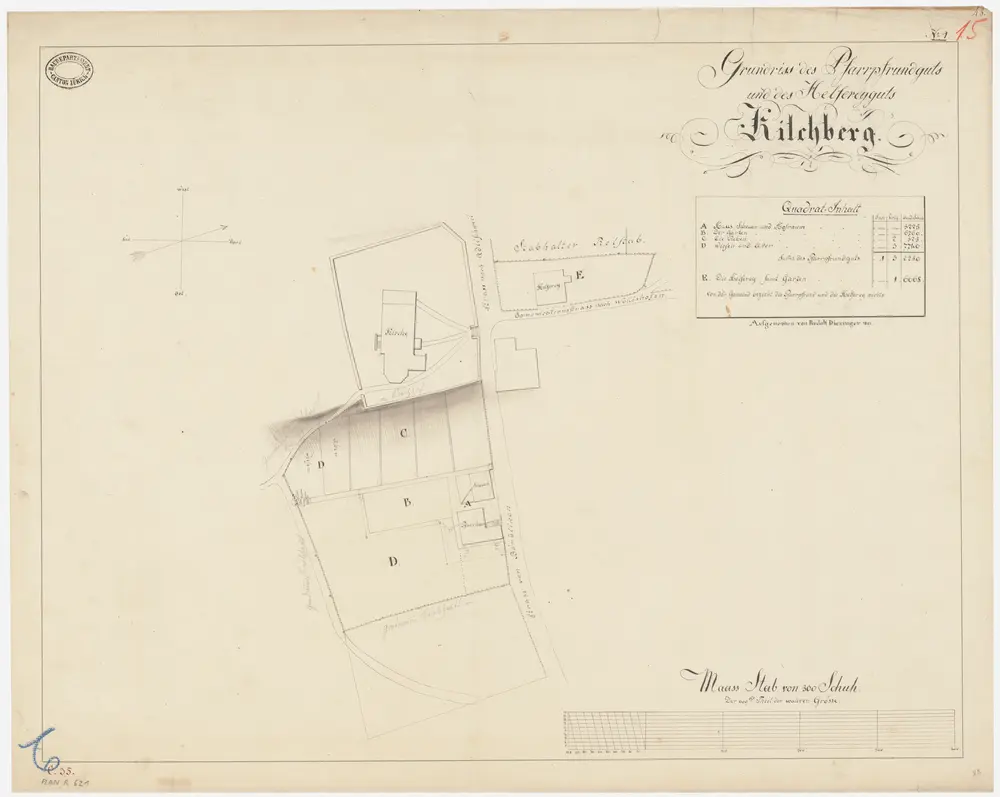 Kilchberg: Pfrundgut mit Pfarrhaus, Kirche und Helferei; Grundriss (Nr. 15)