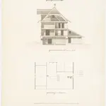 Aeugst am Albis: Pfarrhaus; Querschnitt und Grundriss des Dachgeschosses (Nr. 8)