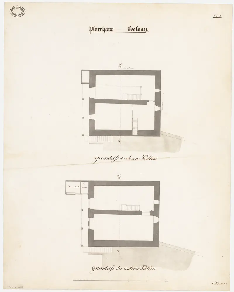 Gossau; Pfarrhaus, unterer und oberer Keller; Grundrisse (Nr. 3)