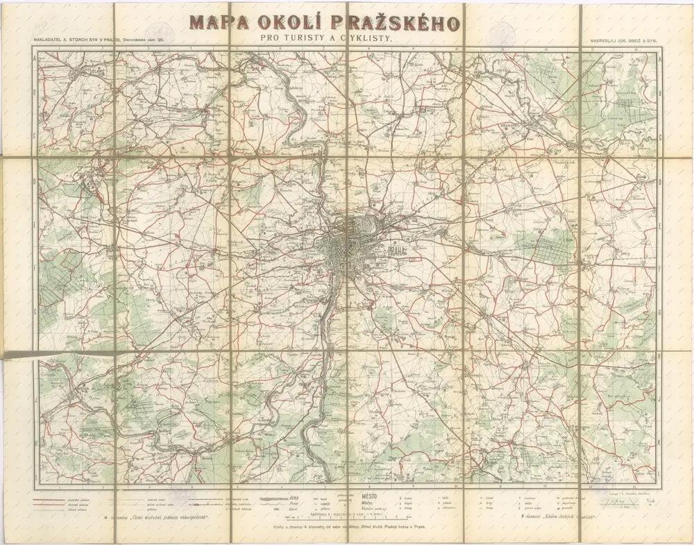 Mapa okolí pražského pro turisty a cyklisty