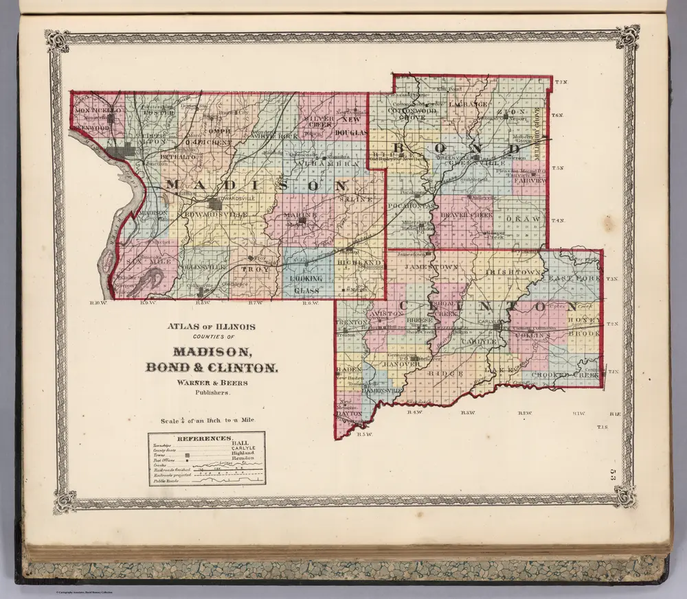 Atlas of Illinois, Counties of Madison, Bond & Clinton.