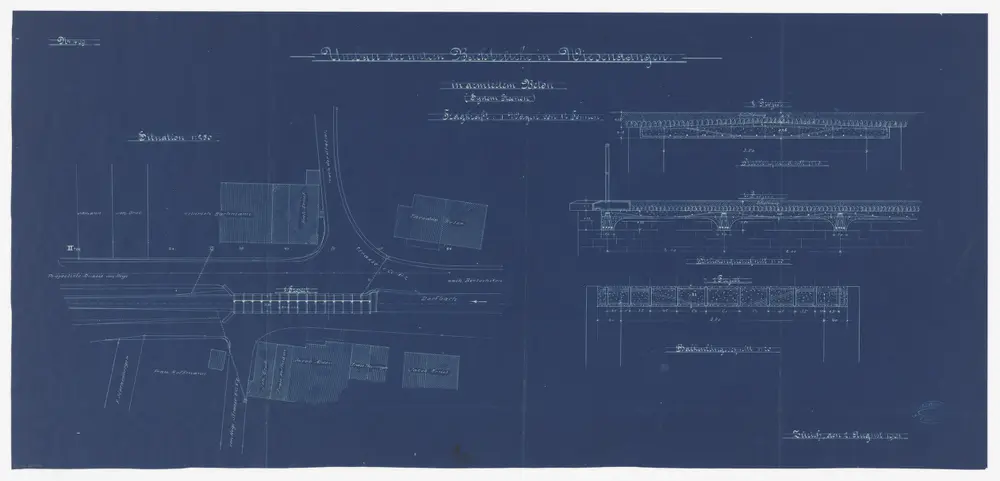 Wiesendangen: Umbau der unteren Bachbrücke in armierten Beton; Situationsplan und Längsschnitte