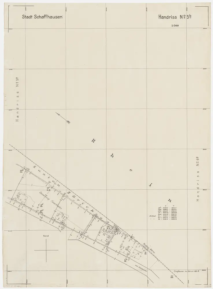 Grenze zwischen den Kantonen Zürich und Schaffhausen beim Rhein von Neuhausen SH bis Büsingen (Deutschland): Grundriss (Nr. 5 b, Punkte 19 a.3 - 22)