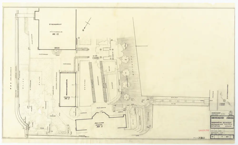 Universität Zürich (Nebengebäude Stockargut): Situationsplan