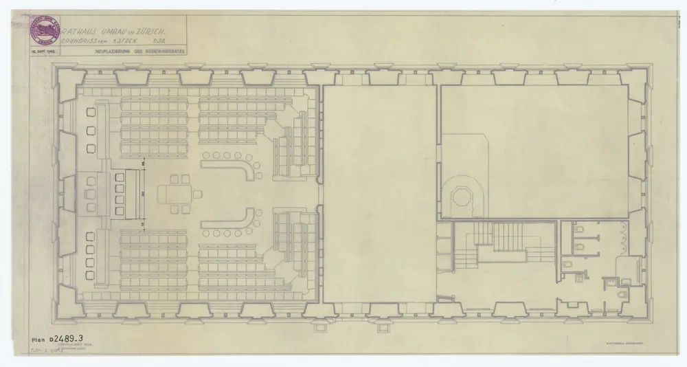 Rathaus: Umbau: 1. Stock, Neuplatzierung des Regierungsrates; Grundriss