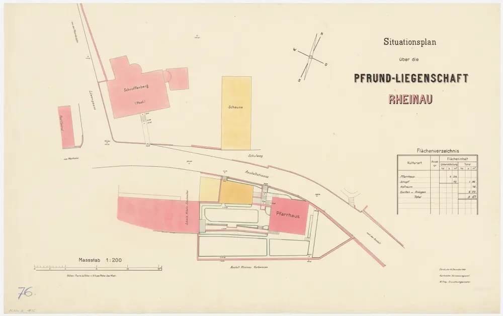 Rheinau: Pfrundliegenschaft mit Pfarrhaus und Umgebung; Grundriss