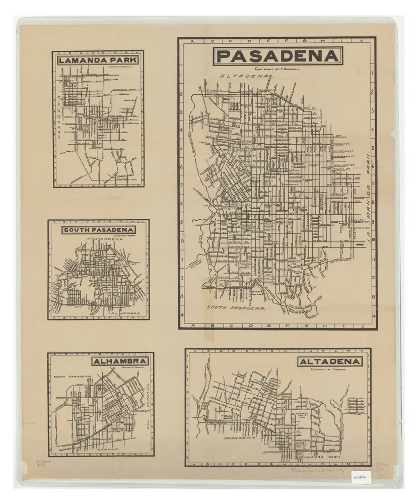 [Maps of Pasadena, Lamanda Park, South Pasadena, Alhambra, and Altadena].