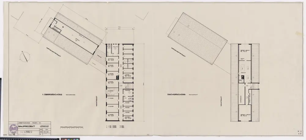Hinwil: Arbeitskolonie Ringwil, Bauprojekt: Wirtschafts- und Wohntrakt, 1. Obergeschoss und Dachgeschoss; Grundrisse