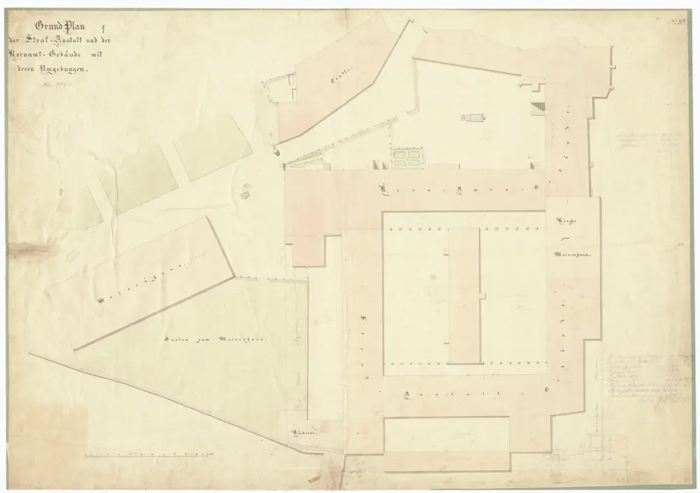 Kantonale Strafanstalt Oetenbach, Kornamtsgebäude und Waisenhaus; Situationsplan