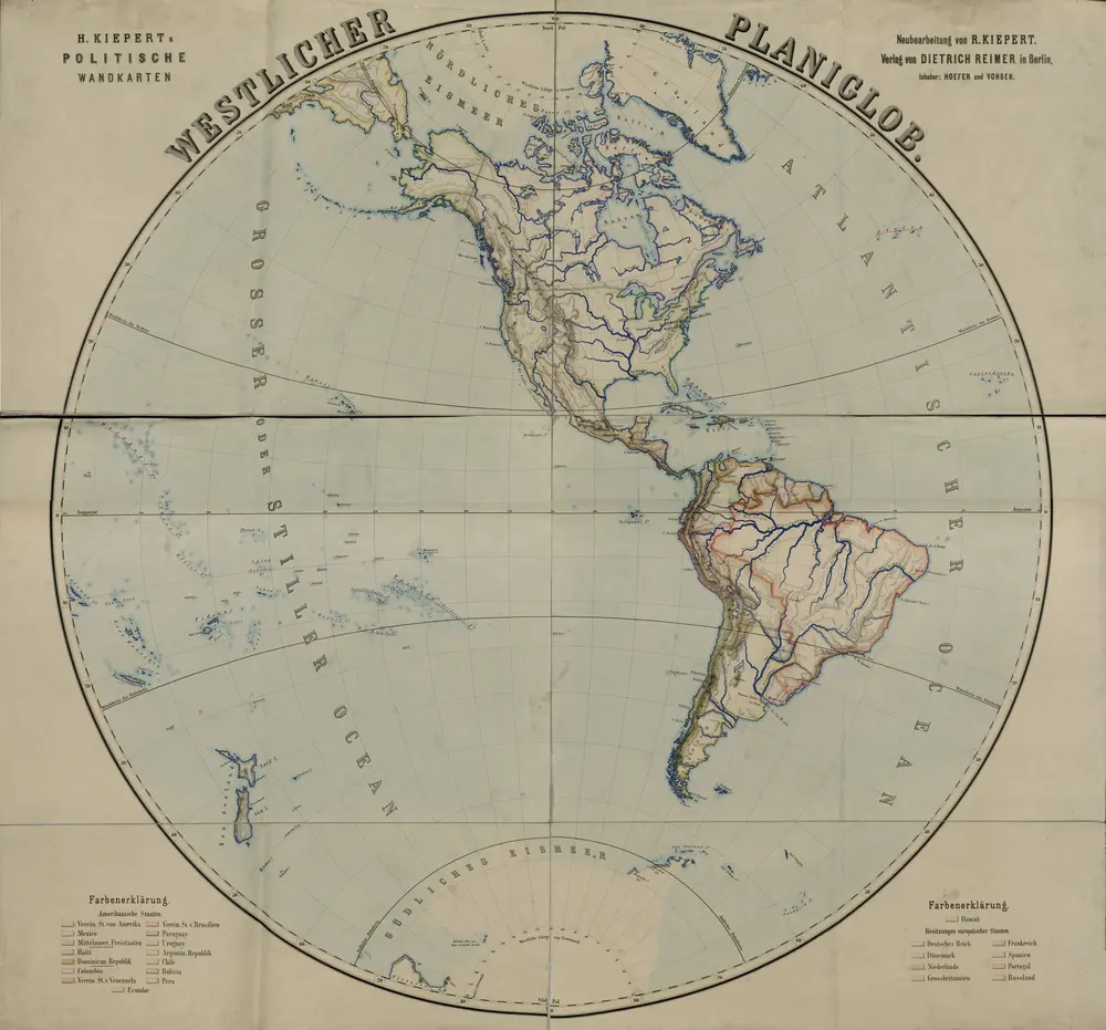 Kieperts politische Wandkarten.Westlicher Planiglob