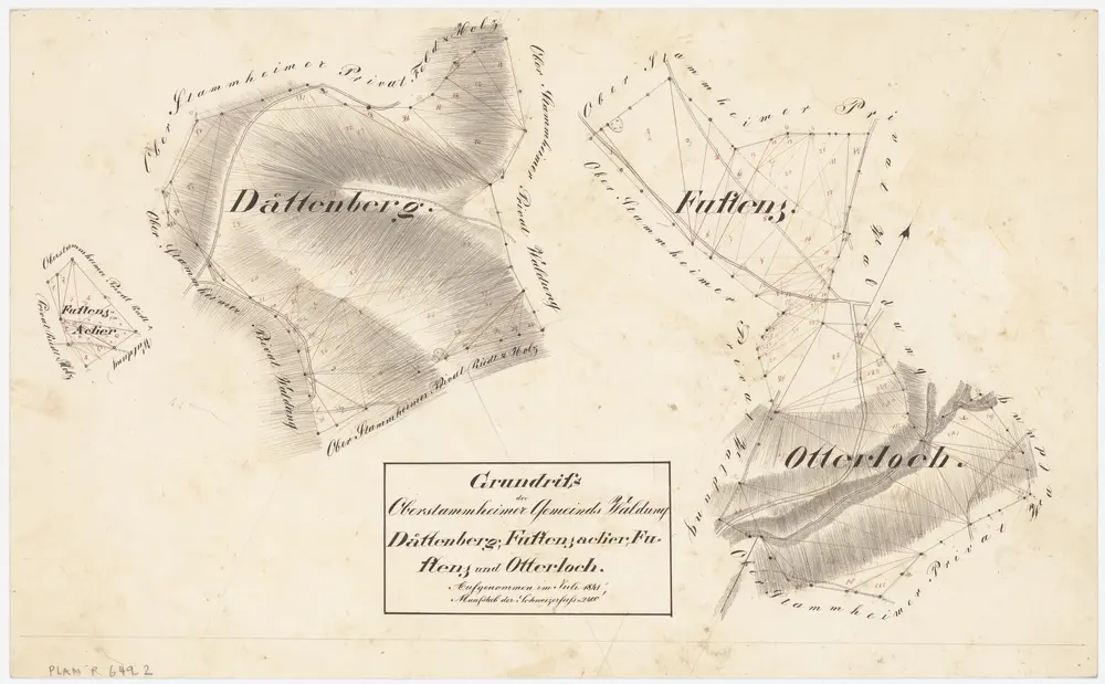 Oberstammheim: Gemeinde- und Genossenschaftswaldungen: Gemeindewaldungen Tätenberg (Dättenberg), Fustets (Fustenz), Fustets-Acker, Otterloch; Grundrisse