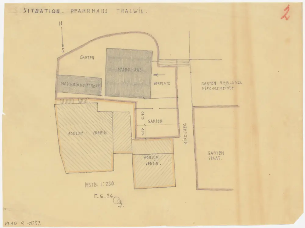 Thalwil: Pfarrhaus und Umgebung; Grundriss (Nr. 2)