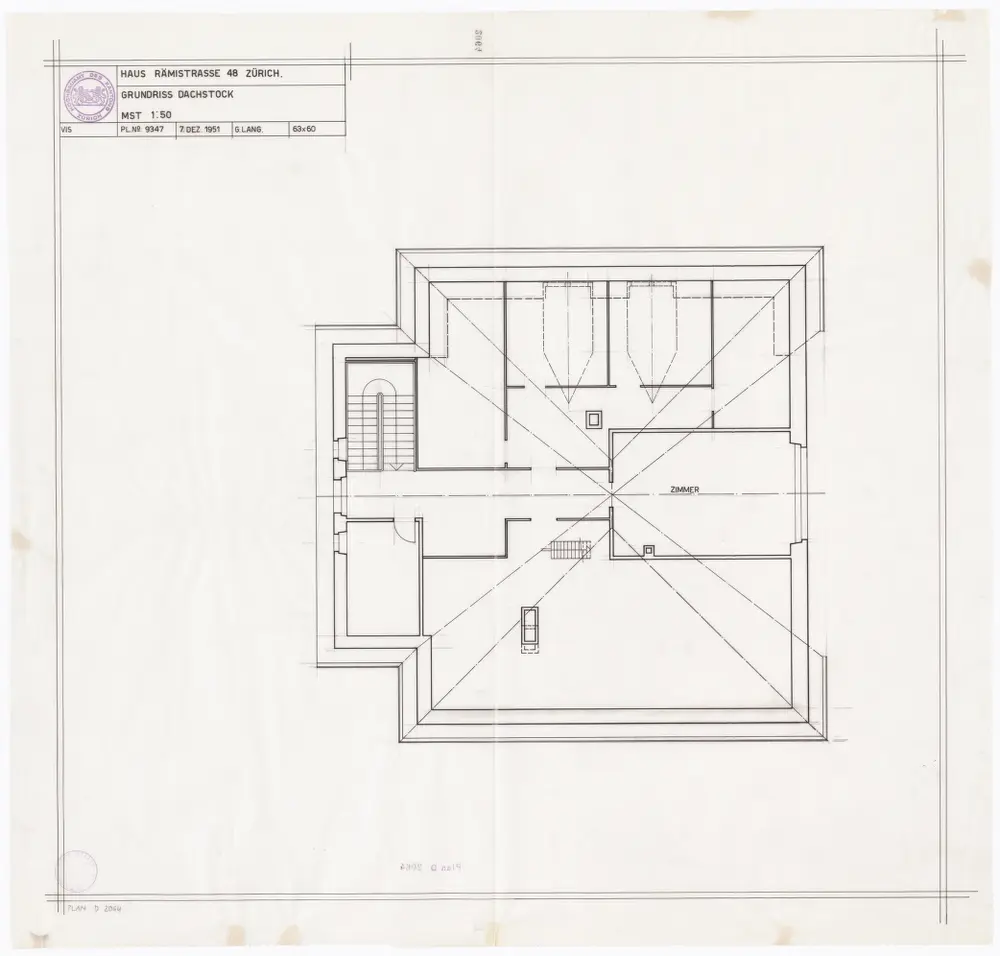 Haus Rämistrasse 48: Dachstock; Grundriss