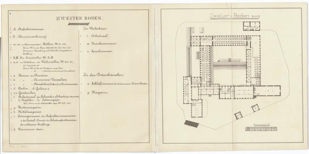 Kantonale Strafanstalt Oetenbach: Anstaltsareal: 2. Boden; Grundriss