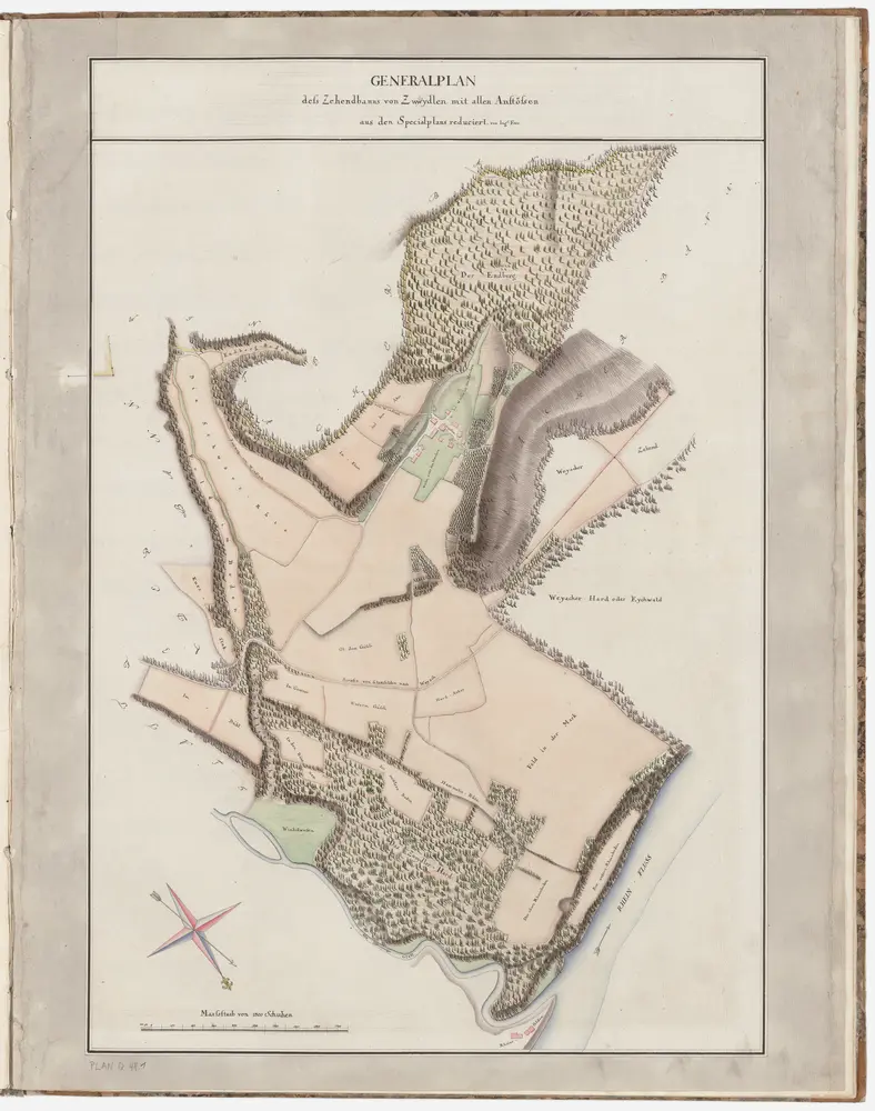 Glattfelden: Zehntenbezirk Zweidlen, zehntenpflichtig der Herrschaft Eglisau: Generalplan; Grundriss