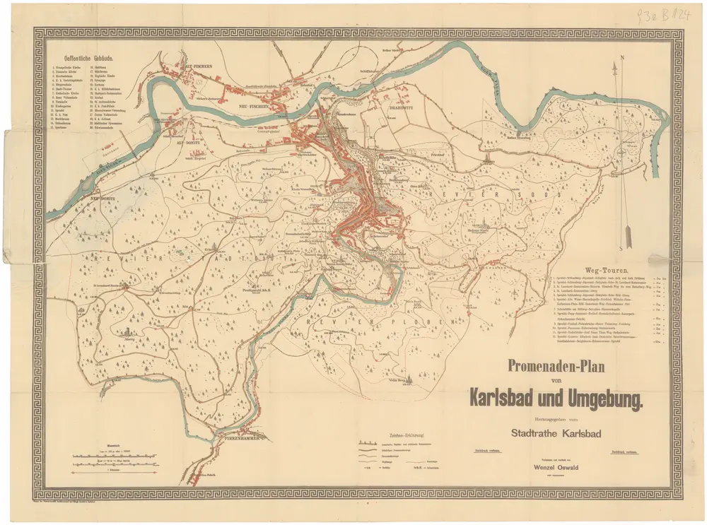 Promenaden-Plan von Karlsbad und Umgebung