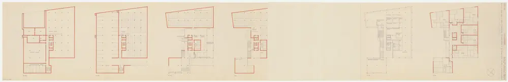 Staatsarchiv des Kantons Zürich, projektierter Neubau zwischen Zeltweg, Wettingerwies und Promenadengasse: Stockwerke; Grundrisse