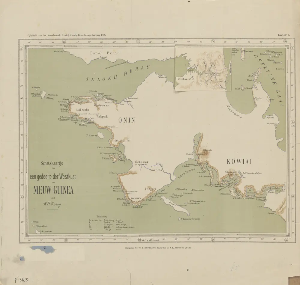 Schetskaartje van een gedeelte der Westkust van Nieuw Guinea / door W.F. Versteeg