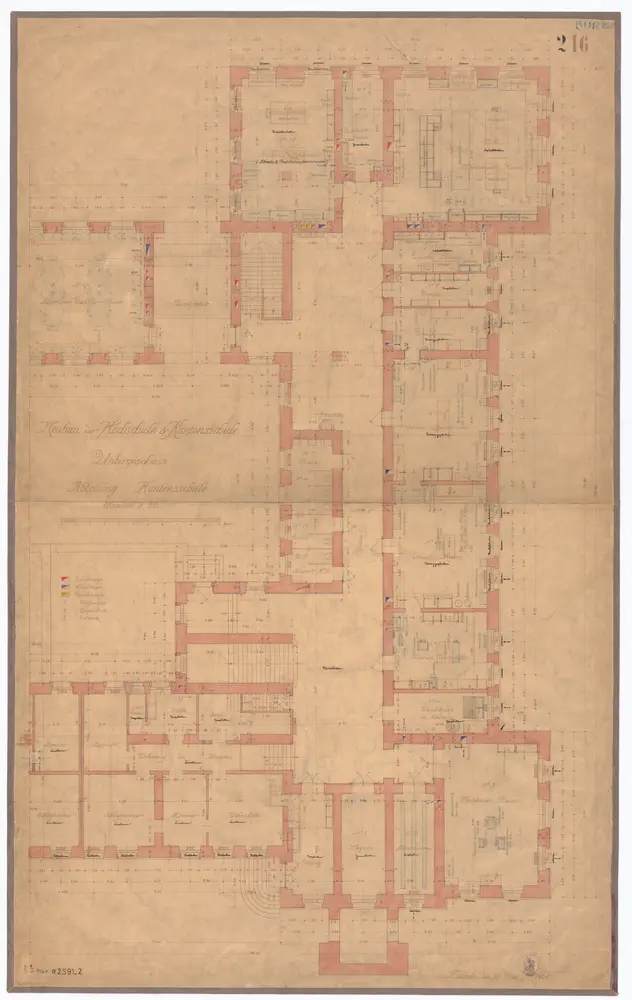 Universität Zürich (Chemisches Institut) und Kantonsschule Zürich, Neubau Rämistrasse 76: Grundrisse: Abteilung Kantonsschule, Untergeschoss; Grundriss