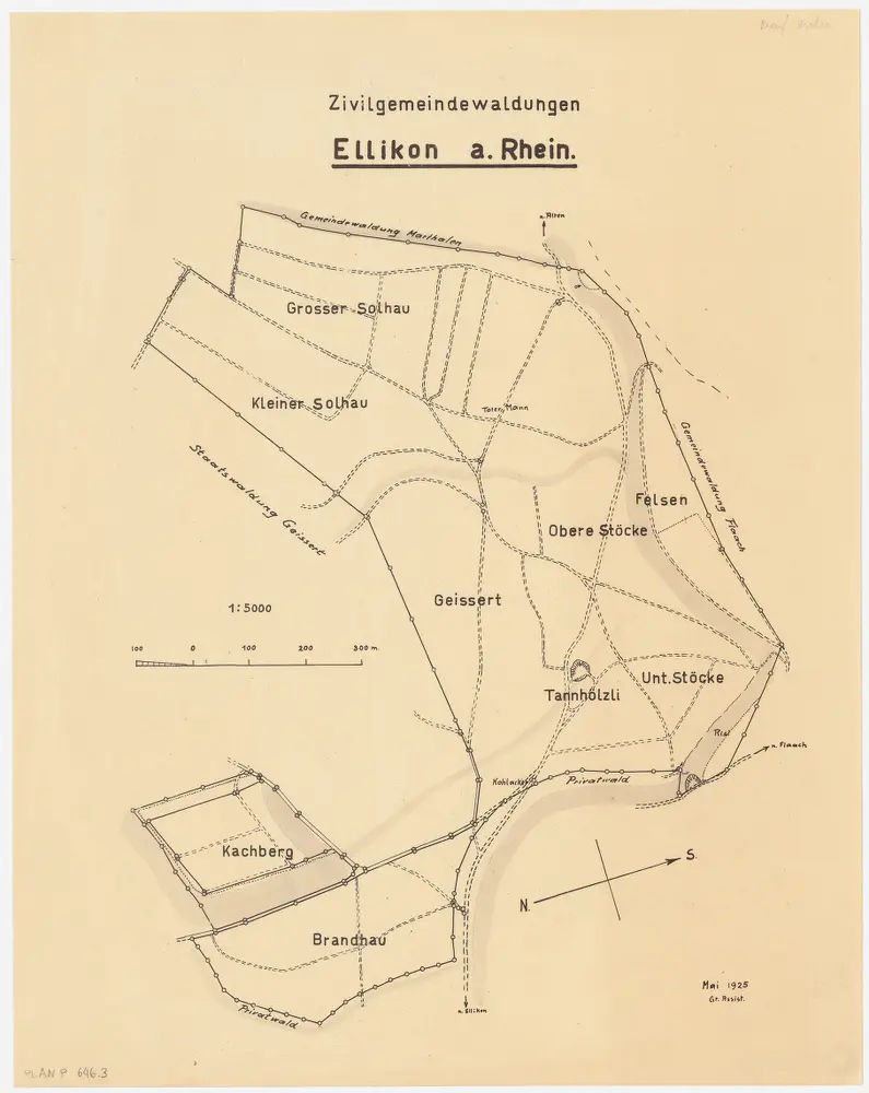 Marthalen: Gemeindewaldung Ellikon am Rhein: Chachberg (Kachberg), Brandhau, Tannhölzli, Oberstöcken, Stöcken, Geissert, Felsen, Solhau (Sollhau); Grundriss