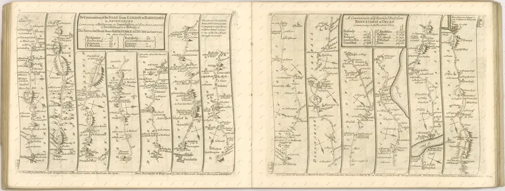 mapa z atlasu "The Roads through England delineated or, Ogilby ́s Survey, Revised, Improved, and Reduced to a Size portable for the Pocket By John Senex F, R, S. Being an Actual Survey of all the Principal Roads of England, And Wales, Distinctly laid down on one hundred "