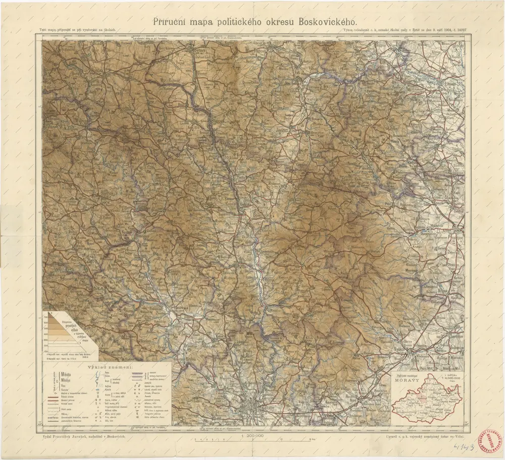 Příruční mapa politického okresu Boskovického