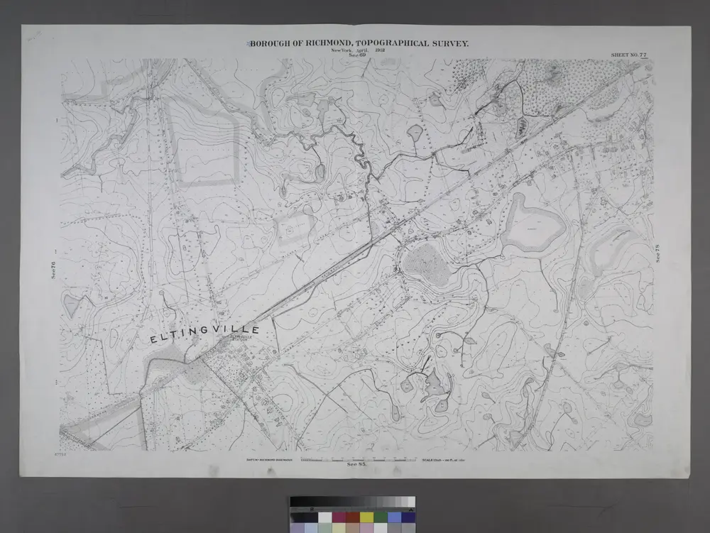 Sheet No. 77. [Includes Eltingville, Amboy Road, Wilson Avenue, Eltingville Boulevard, Lindenwood Road, Shelley Lane and Colon Avenue.]; Borough of Richmond, Topographical Survey.