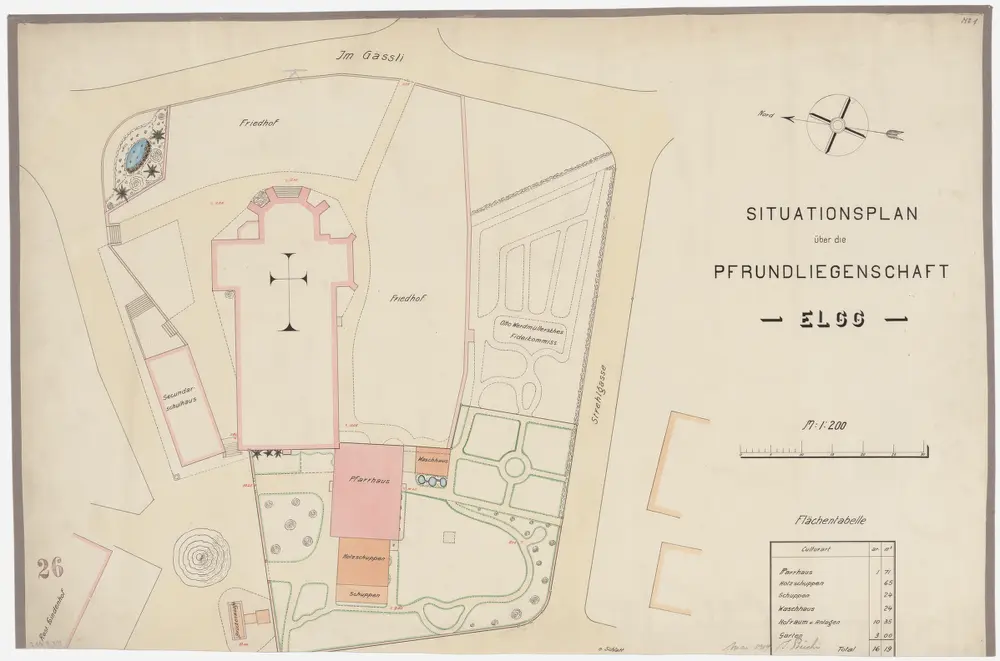 Elgg: Pfrundliegenschaft mit Kirche und Pfarrhaus; Grundriss