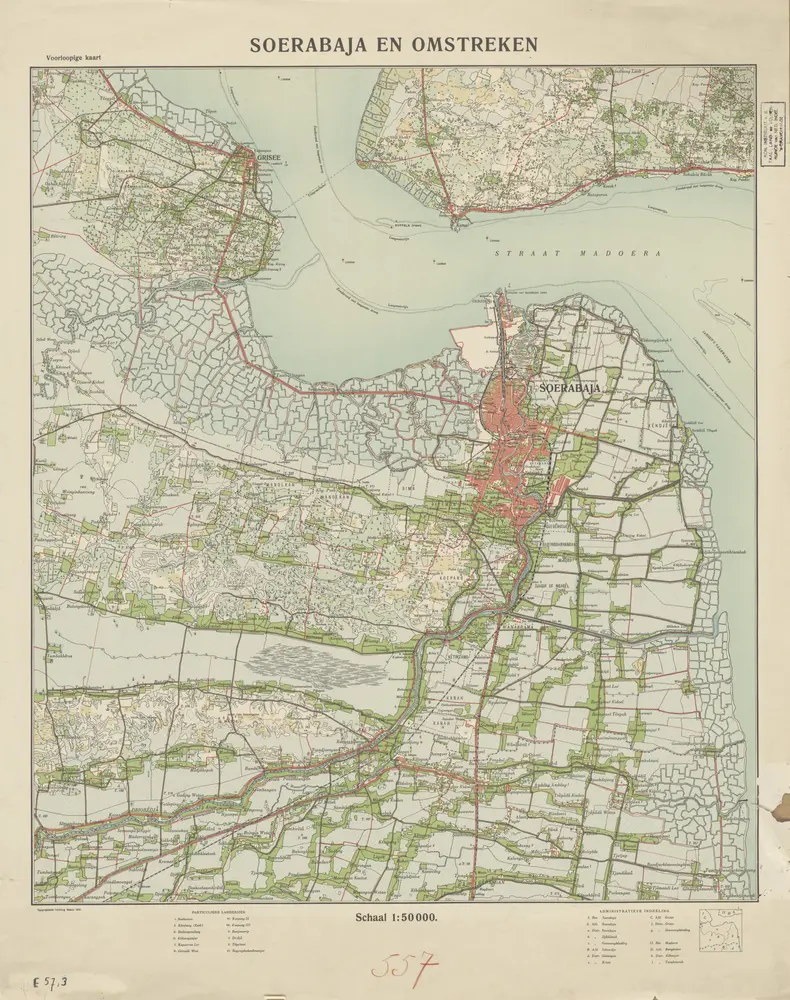 Soerabaja en omstreken : voorloopige kaart / Topographische Inrichting