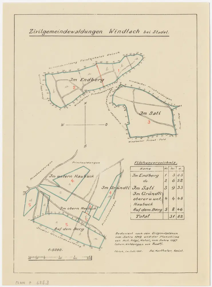 Windlach (später Stadel): Gemeindewaldung Windlach: Ämperg (Im Endberg), Sali, Haubuck, Auf dem Berg, Gründli; Grundrisse